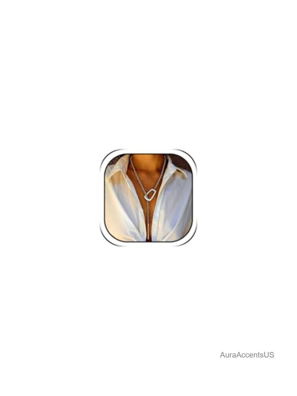 Chunky Pearl Pendant Necklace Layered Choker Adjustable Paperclip Chain